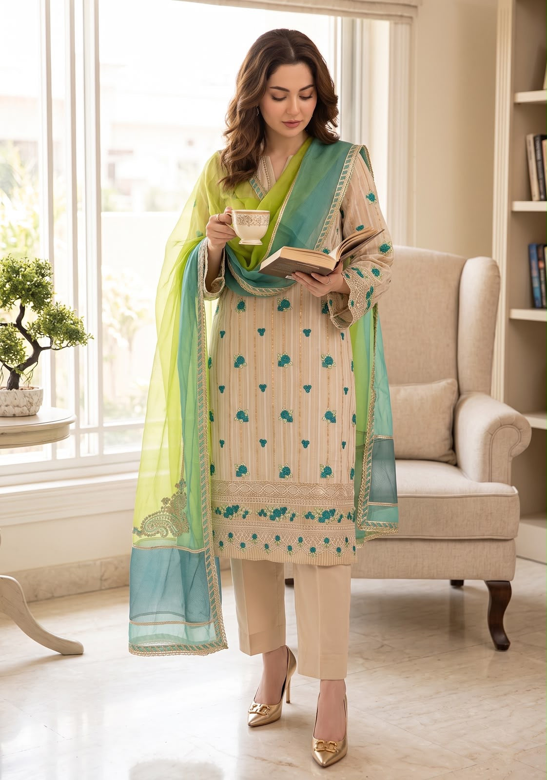 Embroidered Luxury Cotton Net Dress