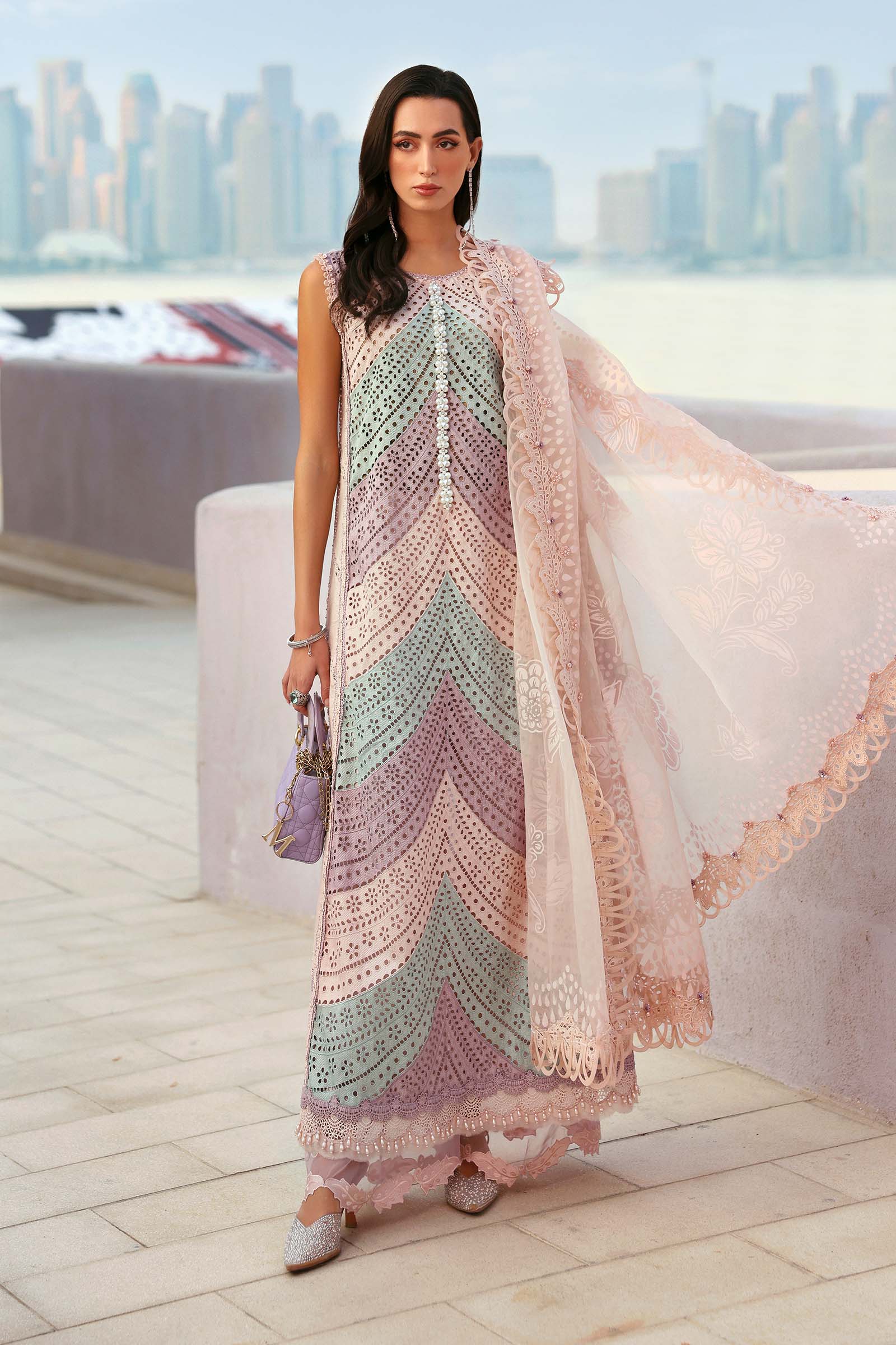 maria b embroidered dress Maria B Pure Organza Party Wear Embroidered Dress 2024 – Wearza main image 0