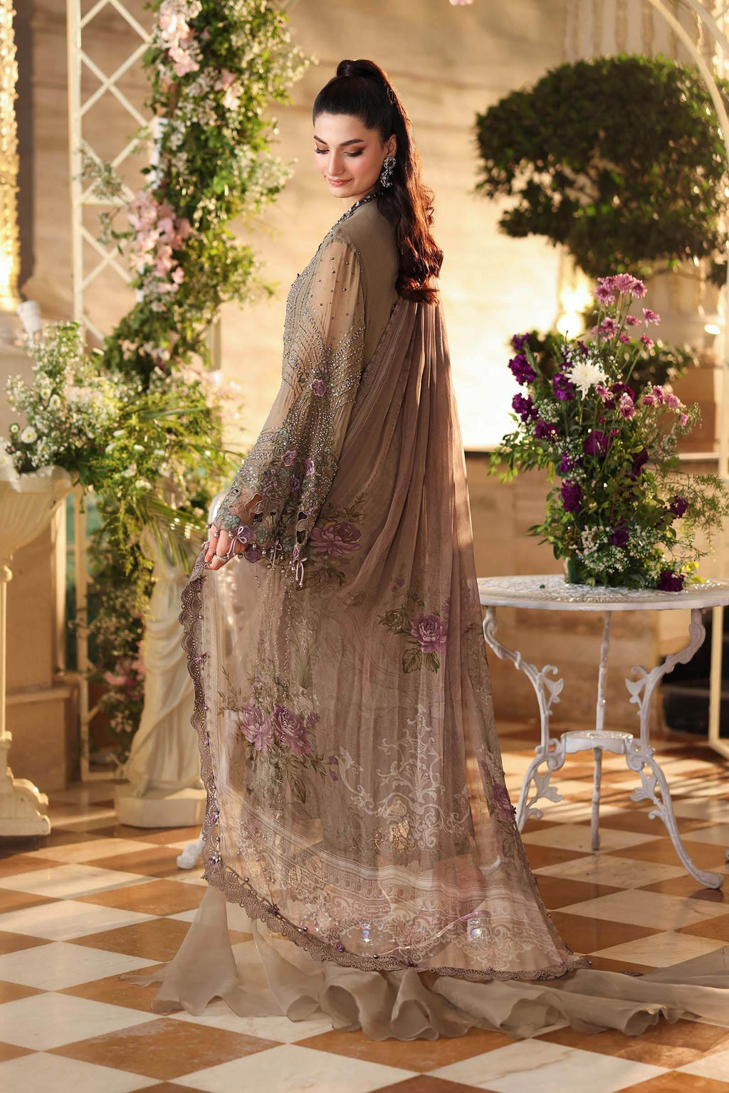 Maria B Embroidered Chiffon Dress