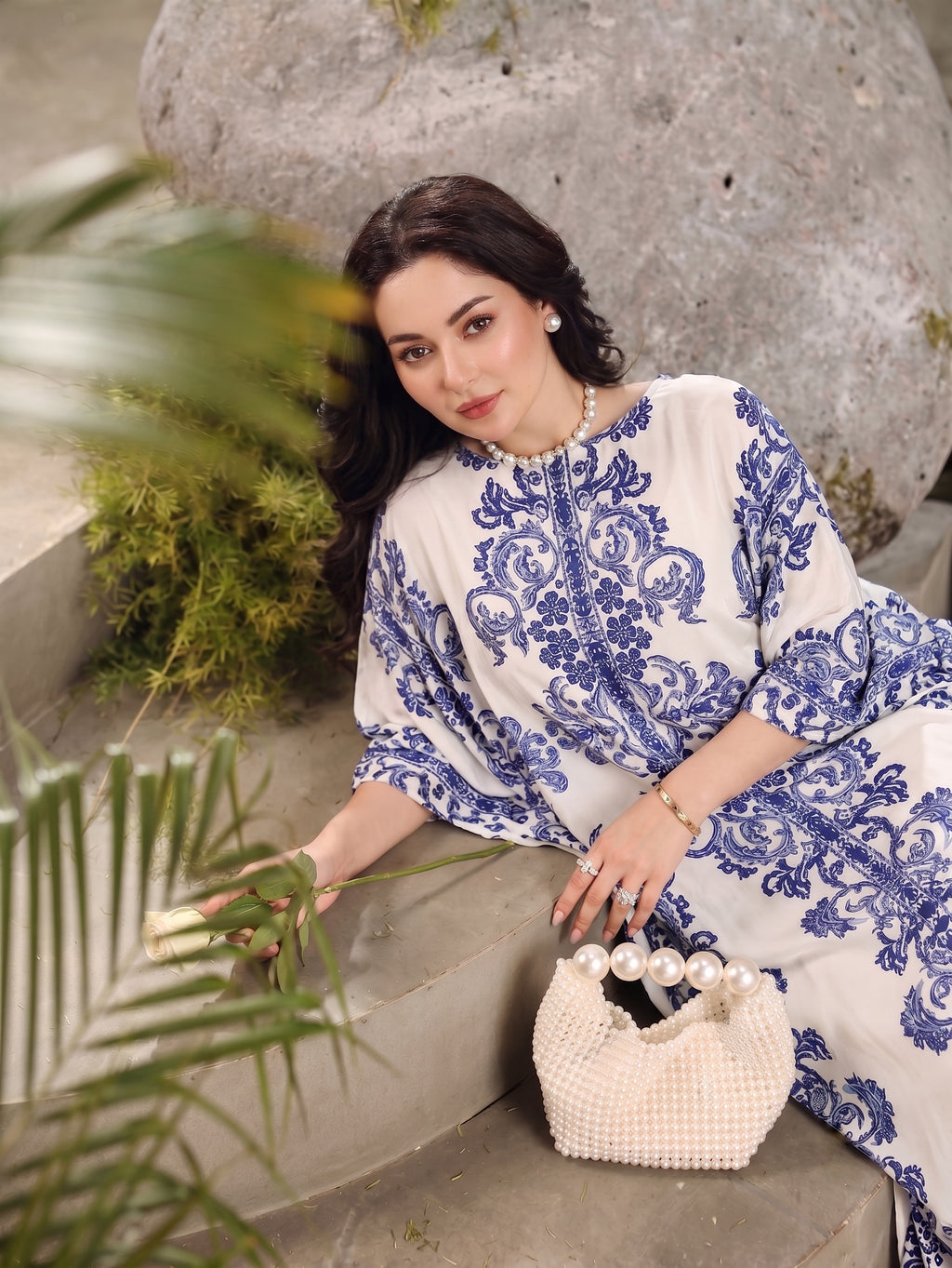 Printed Shamooz Silk Kaftan