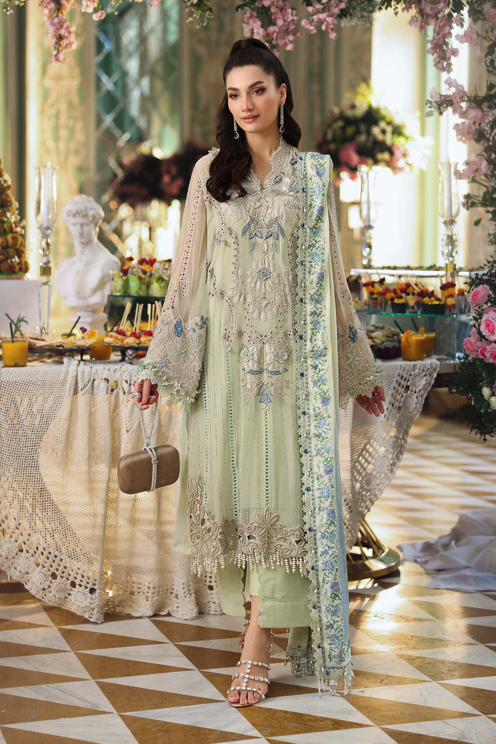 Maria B Embroidered Chiffon Dress