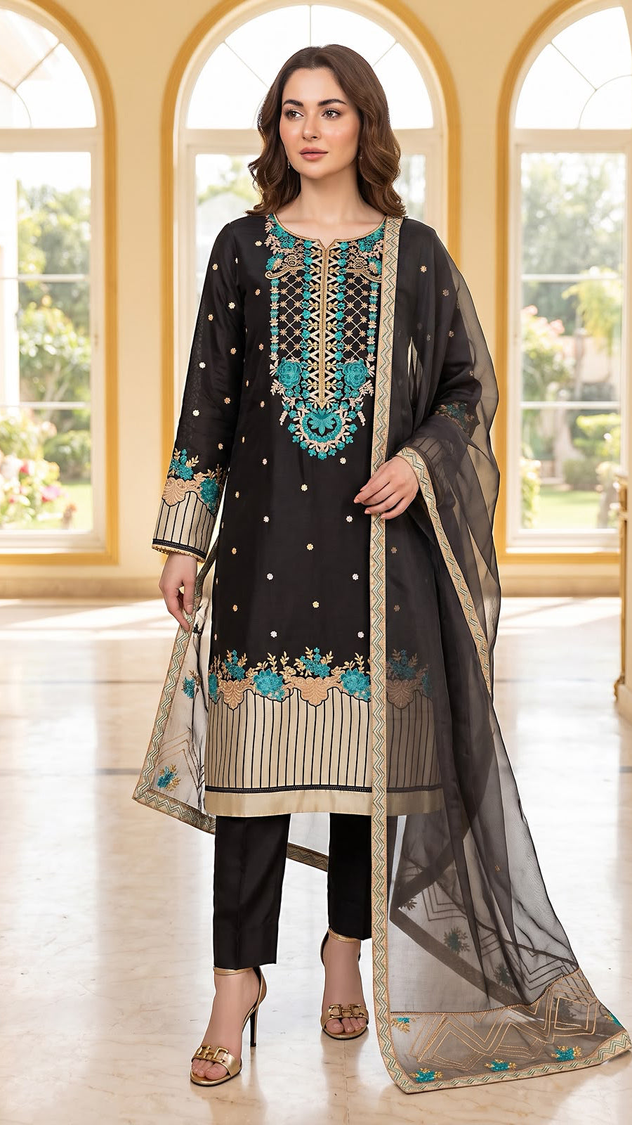 Embroidered Latest Shamooz Silk Creation