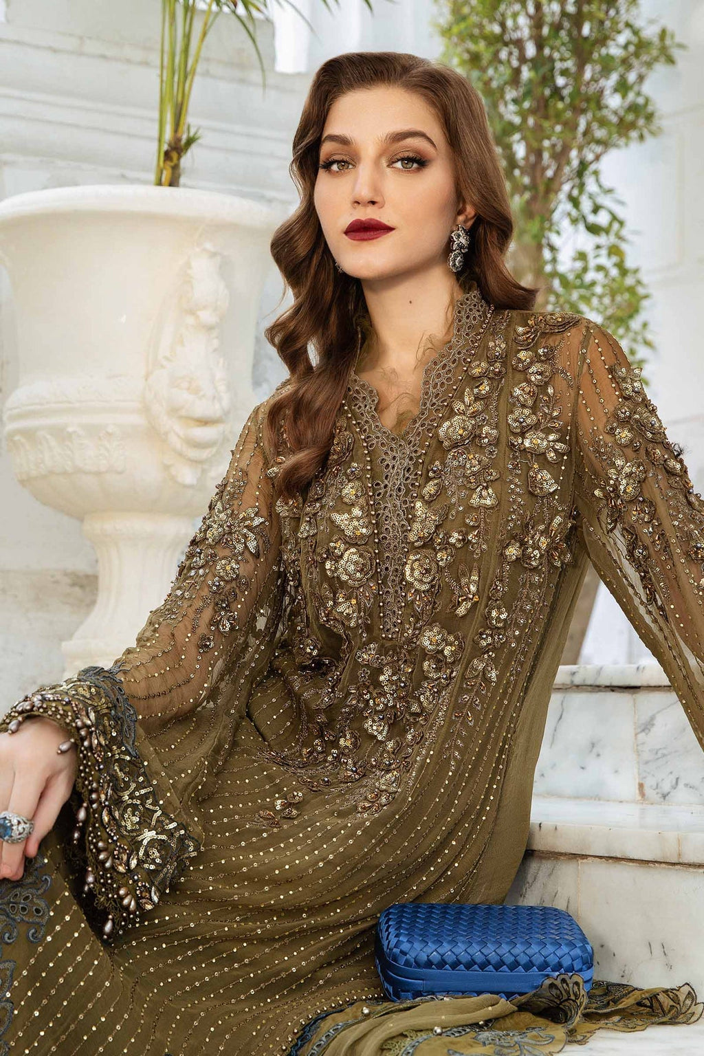 Maria B Embroidered Chiffon Suit