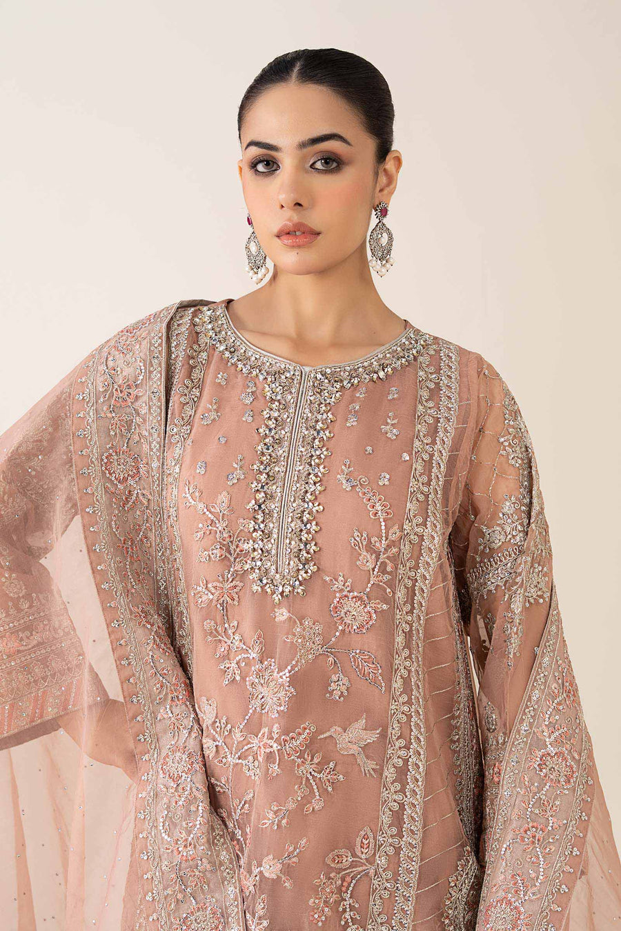 Maria B Embroidered Tussal Silk Suit