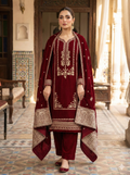 Embroidered Velvet 3Pc Suit