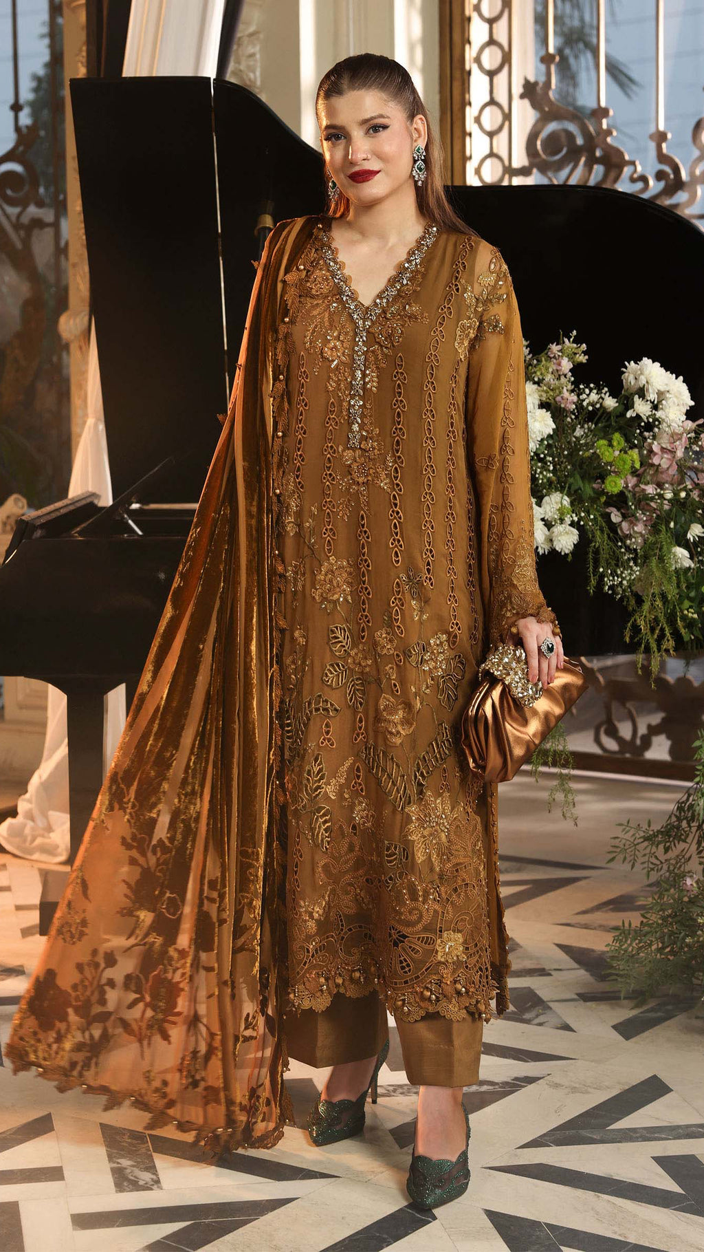 Maria B Embroidered Luxury Chiffon Dress