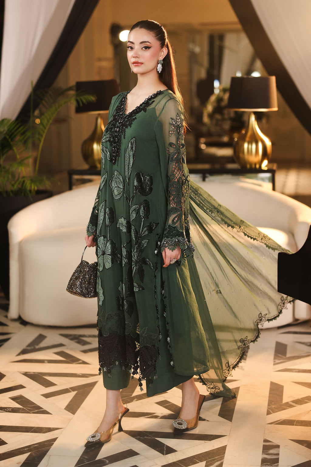Maria B Embroidered Luxury Chiffon Dress