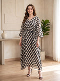 Chinese Pure Printed Chiffon Kaftan