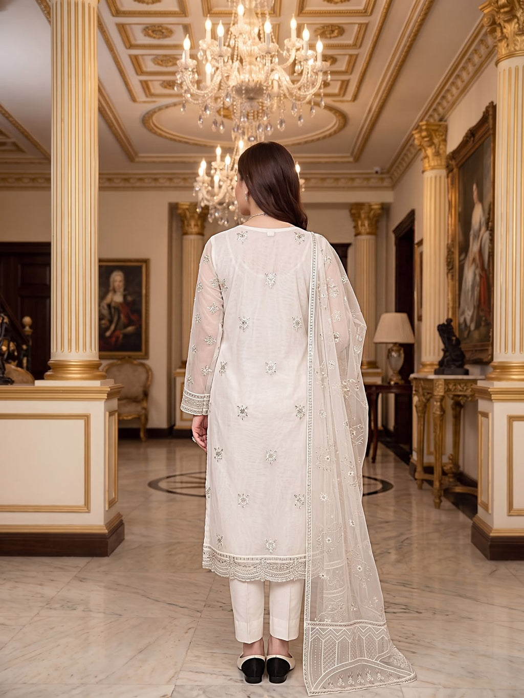Embroidered Organza Suit