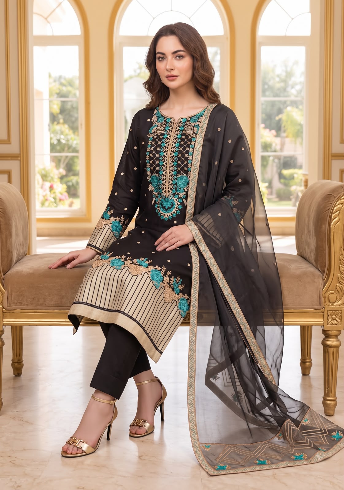 Embroidered Latest Shamooz Silk Creation