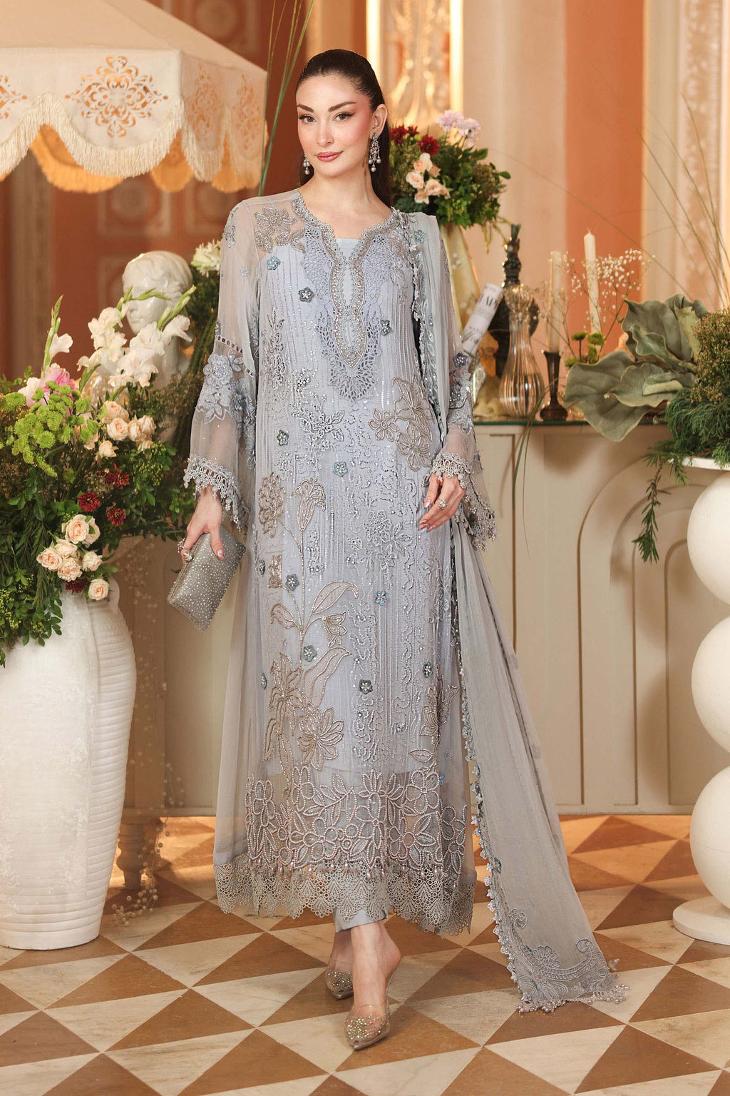 Maria B Embroidered Luxury Chiffon Dress