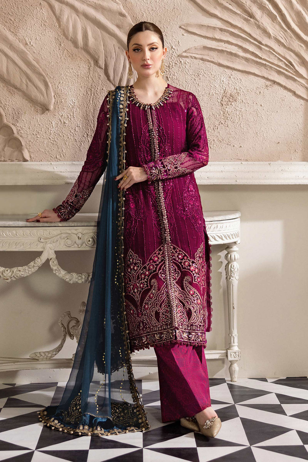 Maria B Embroidered Chiffon Suit