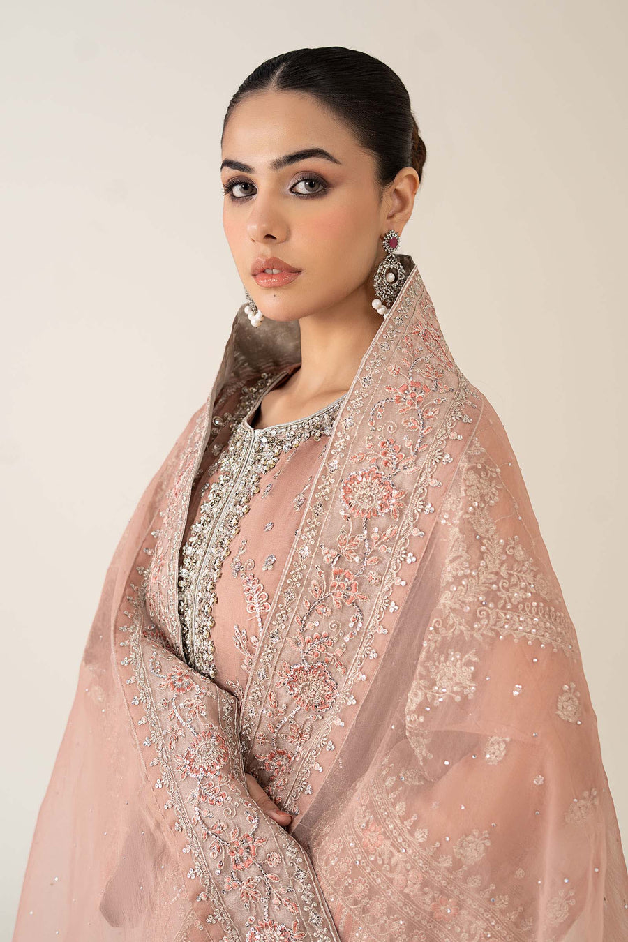 Maria B Embroidered Tussal Silk Suit