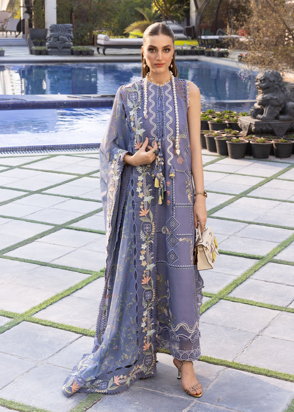 Crimson Embroidered Luxury Lawn