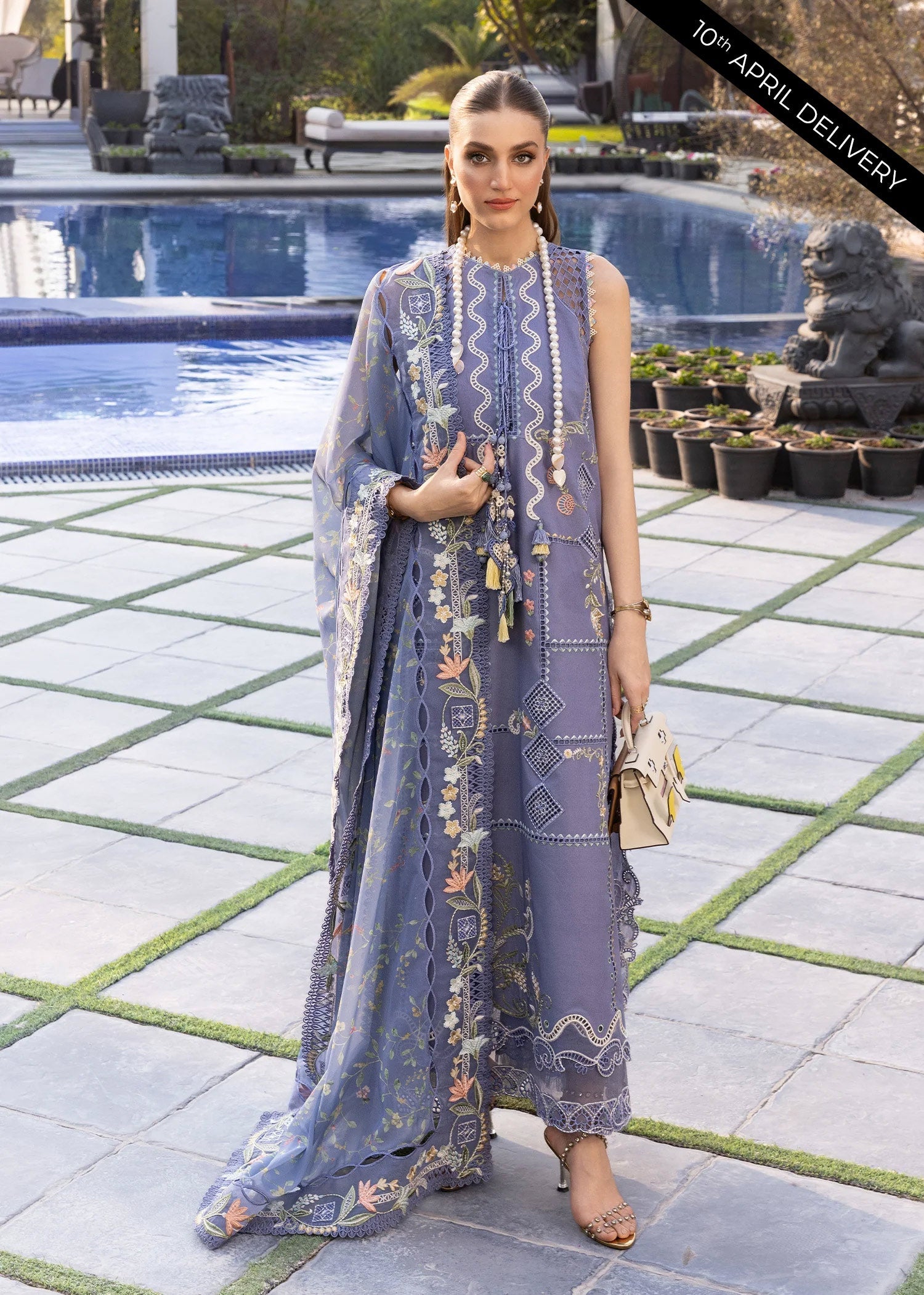 Crimson Embroidered Luxury Lawn