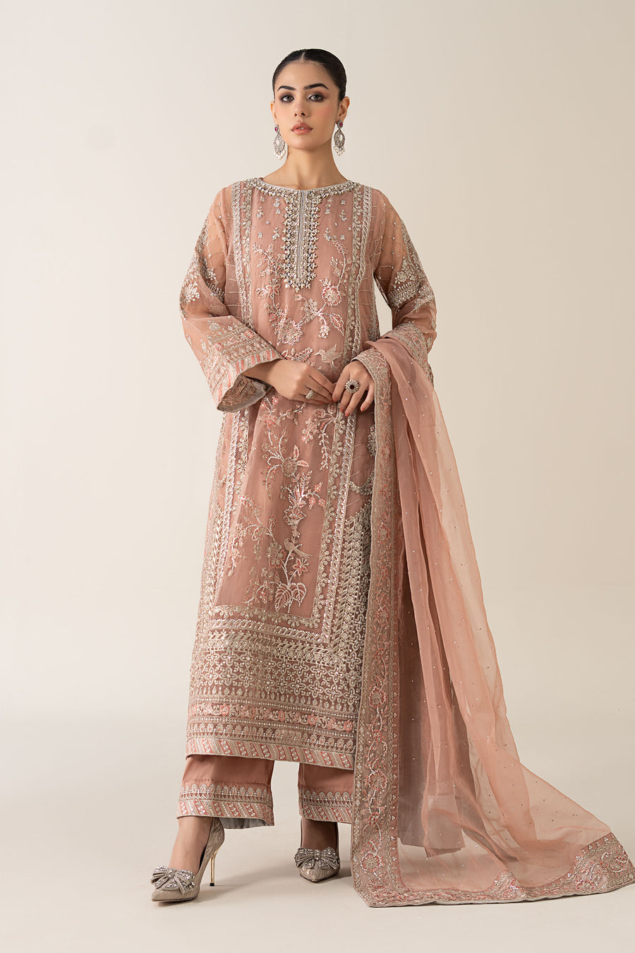 Maria B Embroidered Tussal Silk Suit