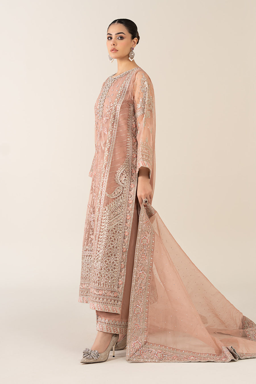 Maria B Embroidered Tussal Silk Suit