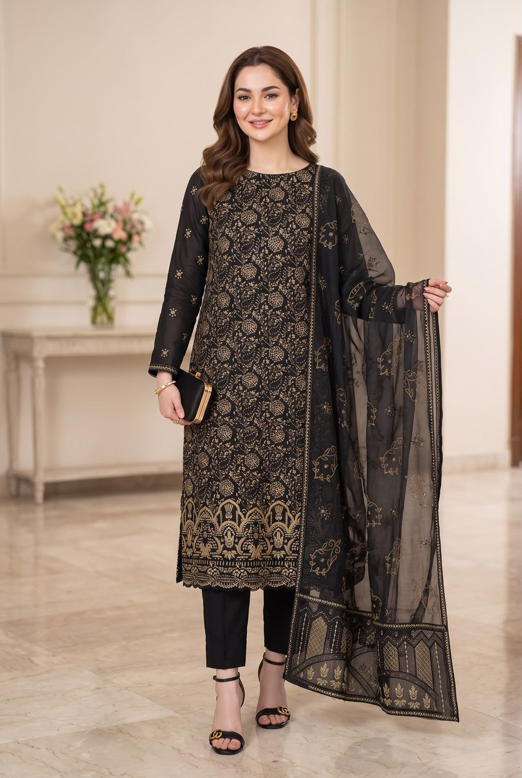 Embroidered Organza Suit