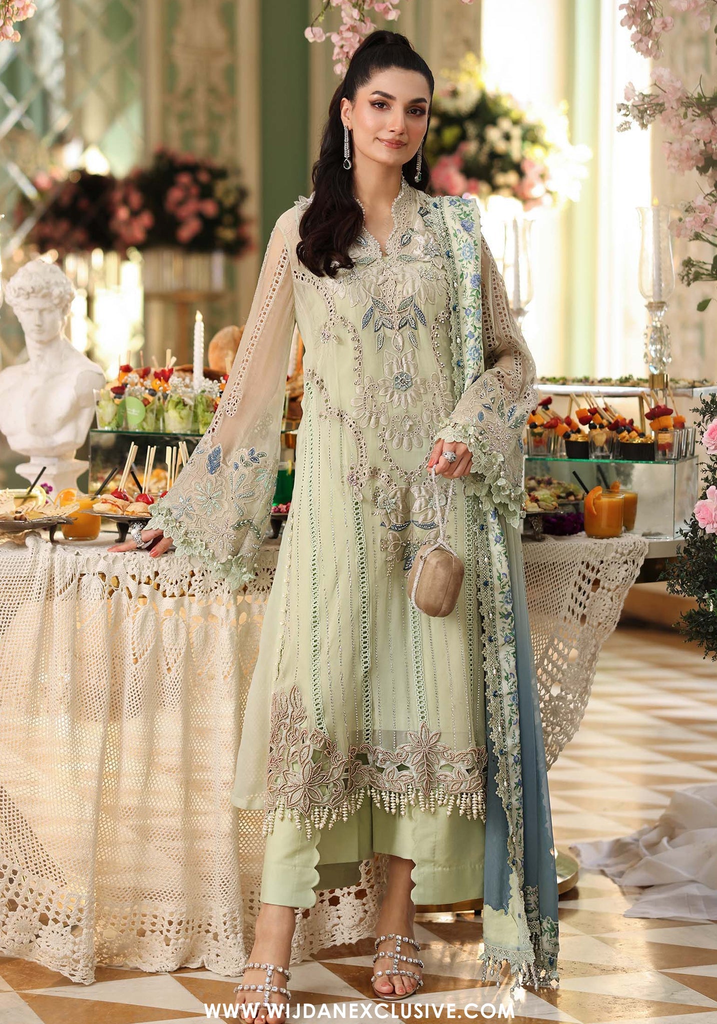 Maria B Embroidered Chiffon Dress