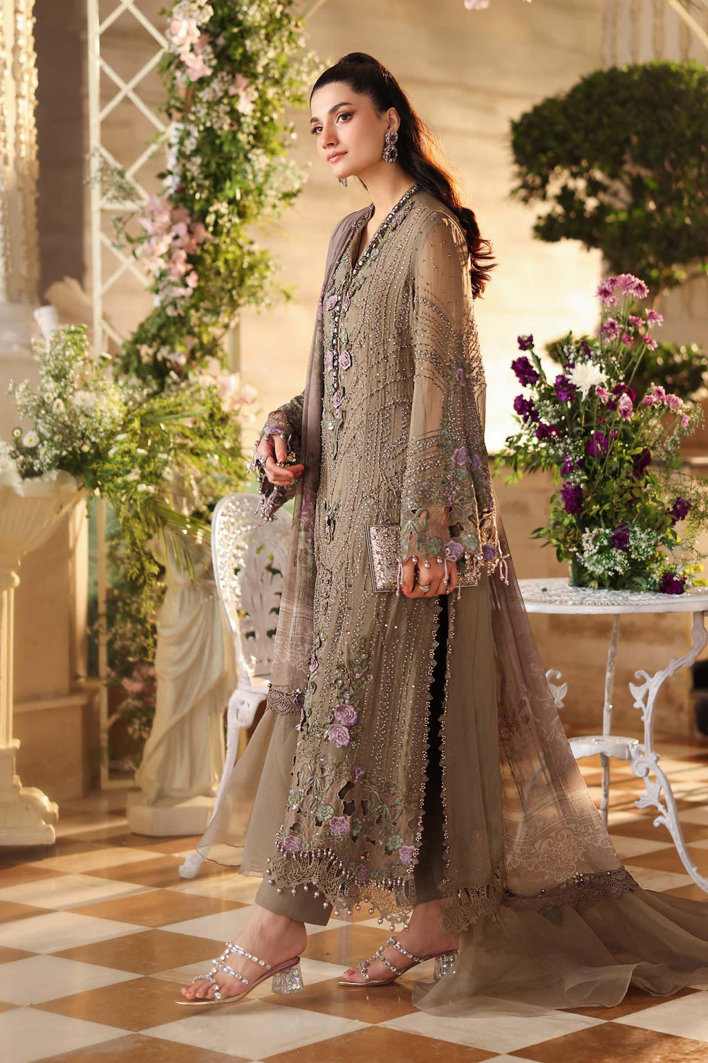 Maria B Embroidered Chiffon Dress