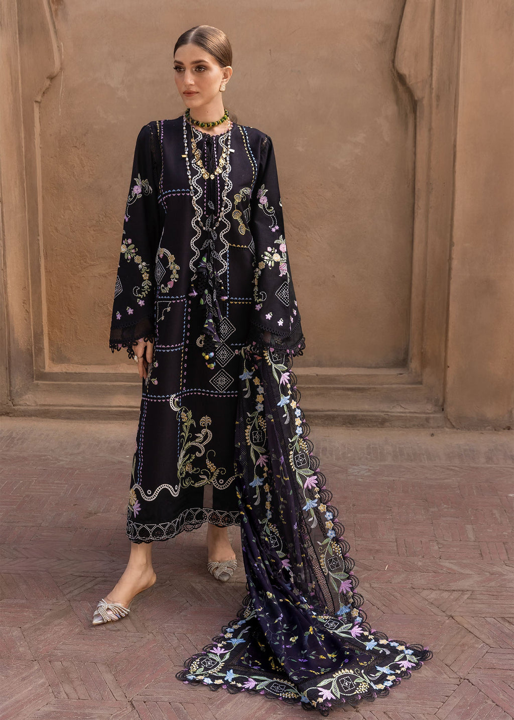 Crimson Embroidered Luxury Lawn