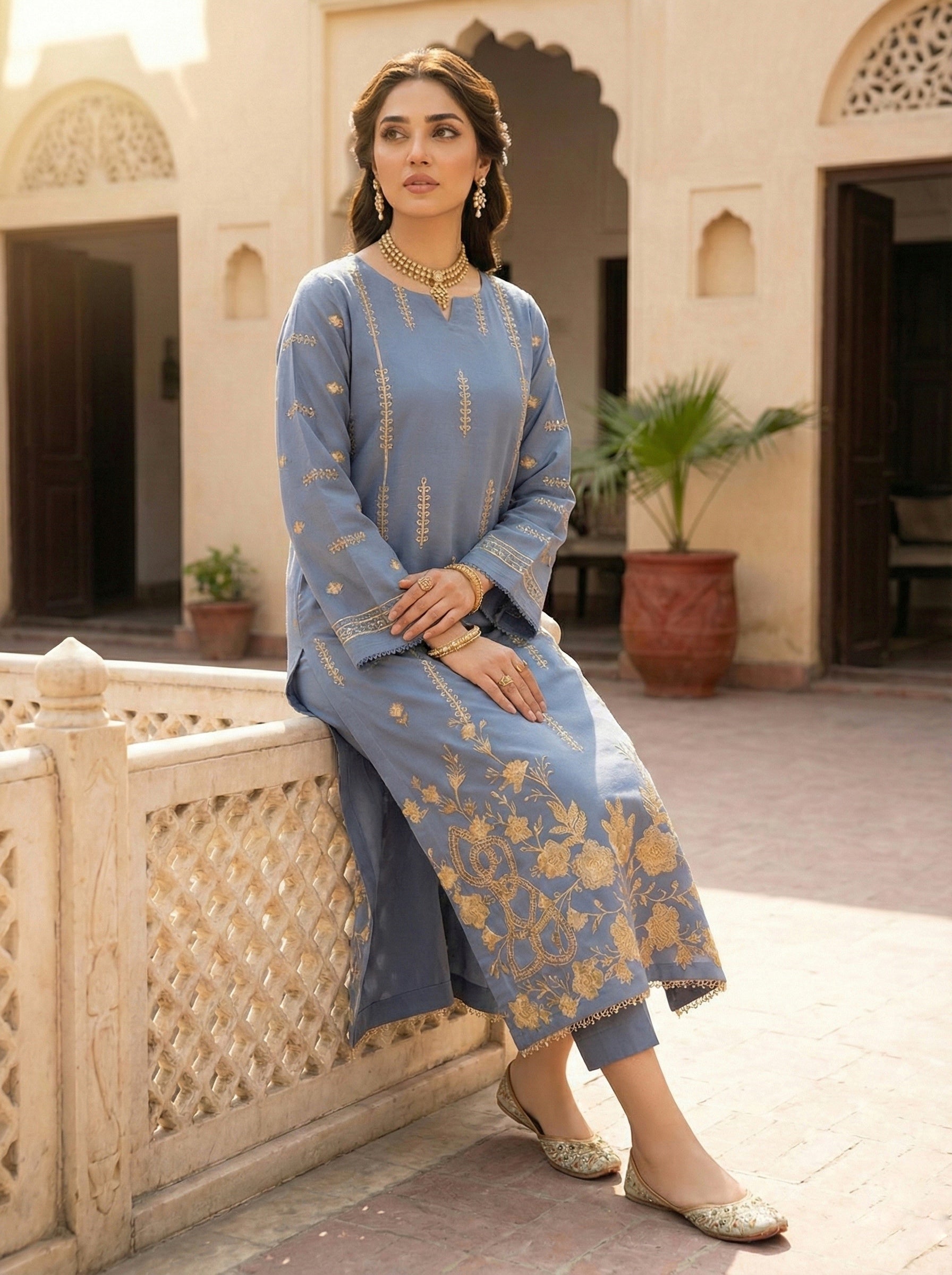 Embroidered Karandi 2 Pc