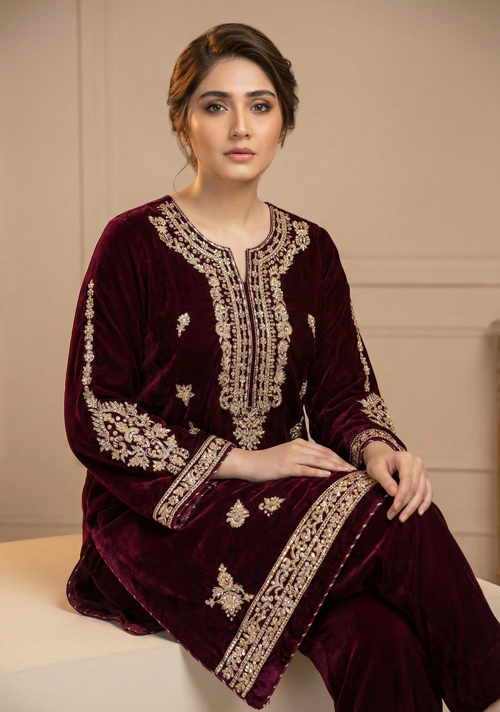 Velvet Hand Work Suit