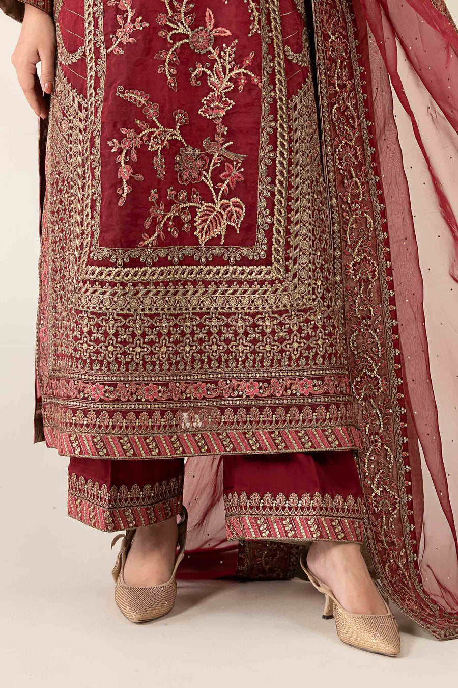 Maria B Embroidered Tussal Silk Suit