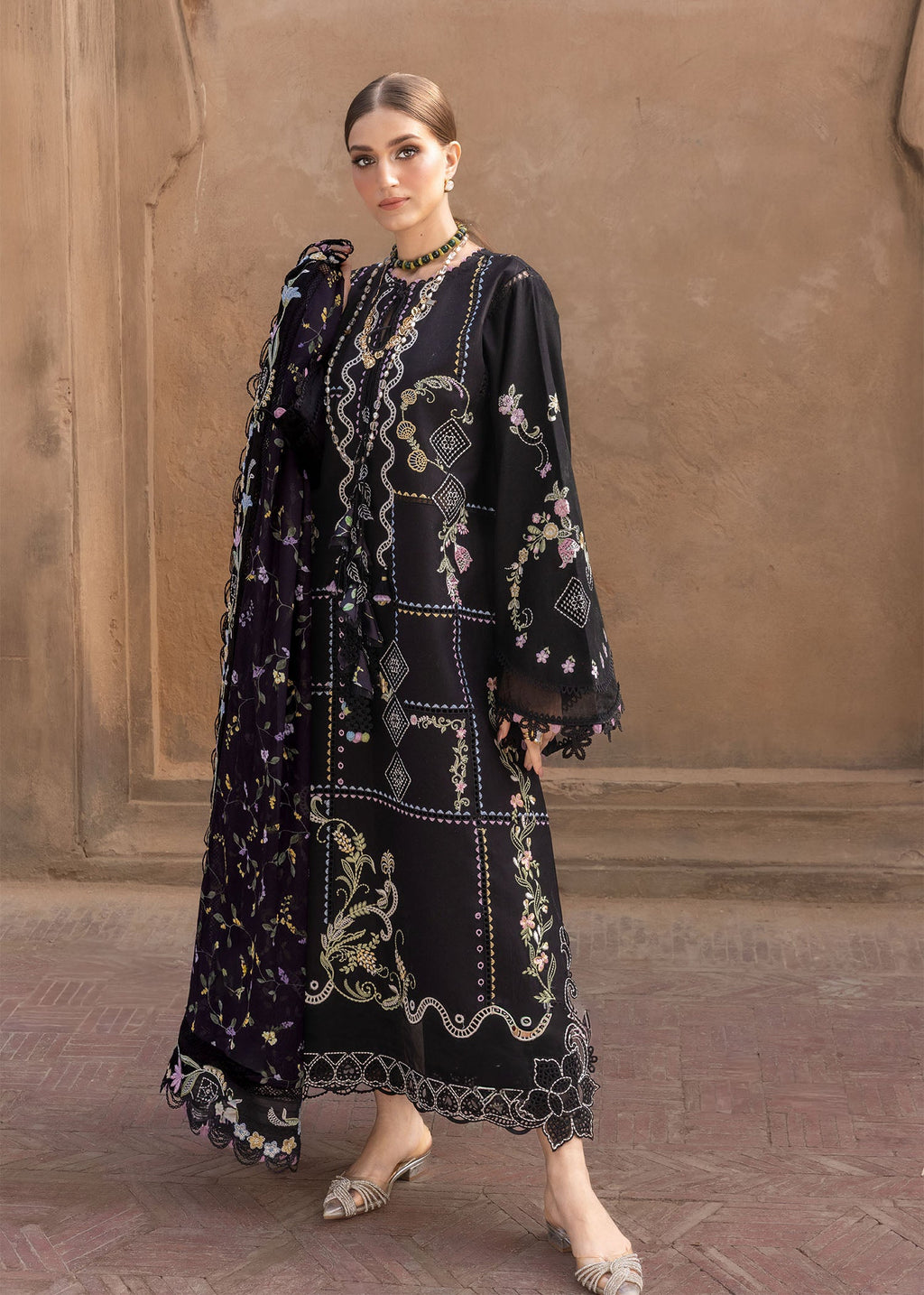 Crimson Embroidered Luxury Lawn